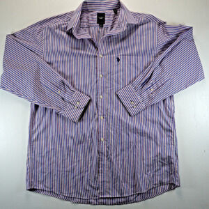 U.S. Polo Assn. Men’s Dress Shirt Long Sleeve Blue Stripes Large 16-16.5 34/35